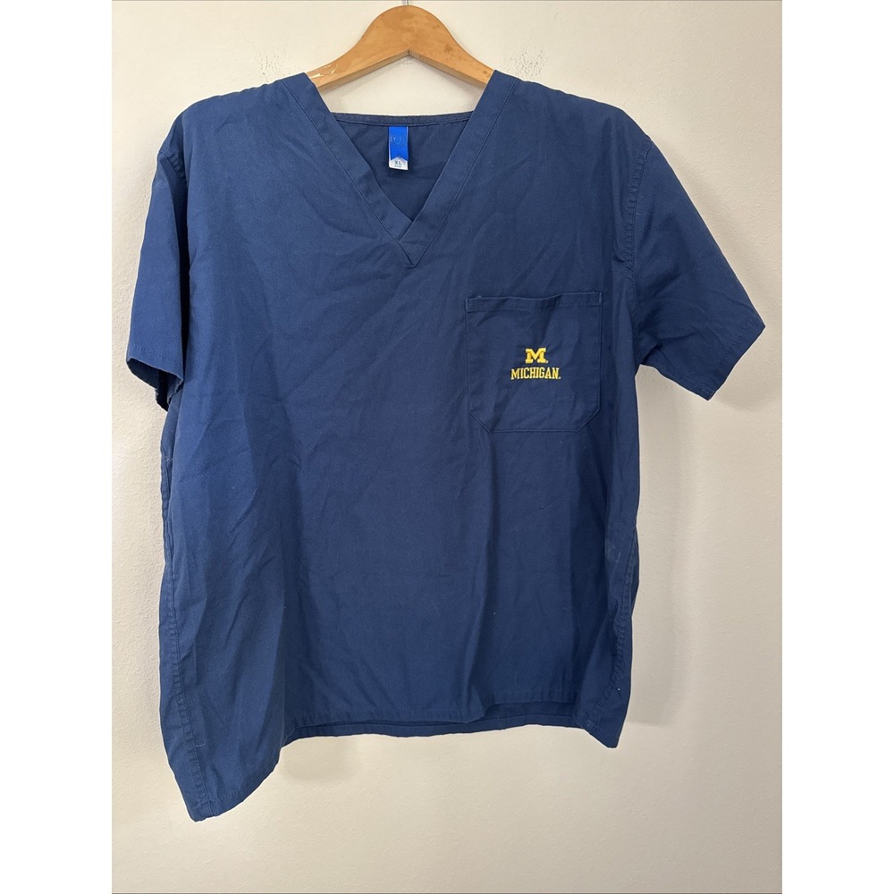 Cherokee navy blue scrub top unisex extra-large Michigan go blue NCAA‎